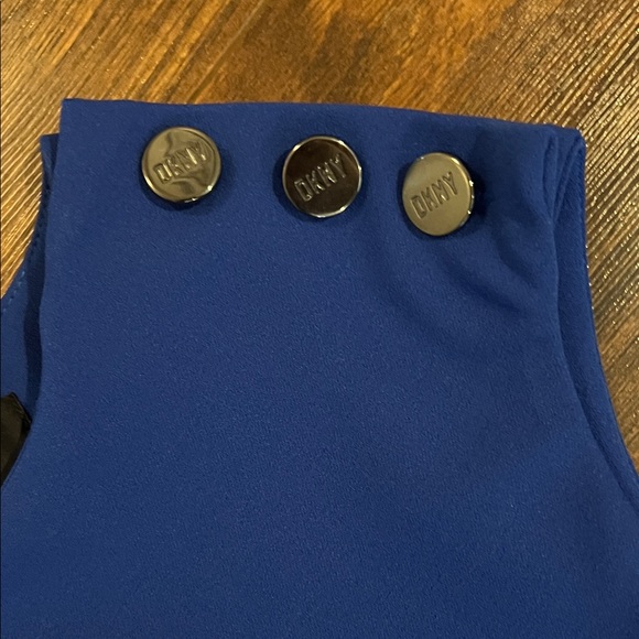 DKNY Cobalt Blue Mini Dress with Shoulder Buttons - Picture 3 of 5